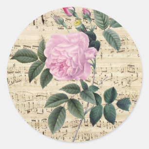 Träumerische rosa Rose Runder Aufkleber