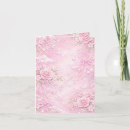 Träumerische rosa Rosen Blumenperlen Schleifen Fun Einladung