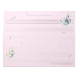 Träumerische Schmetterlinge Notenpapier Musiker Notizblock