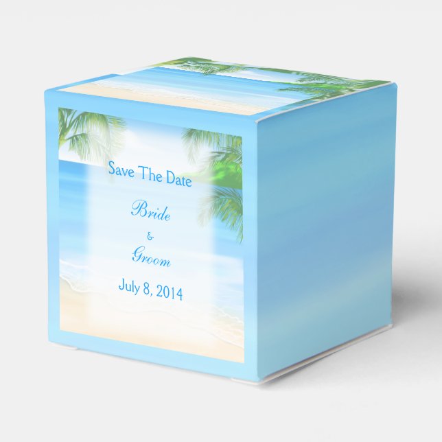 Träumerische Strand-Hochzeit Save the Date Geschenkschachtel (Rückseite)
