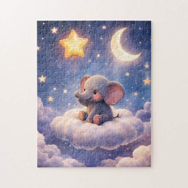 Träumerischer Elefant und Mitternachtsmond 252 Tei (Vertikal)