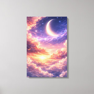 Träumerischer Himmel mit Mond und Wolken Leinwanddruck