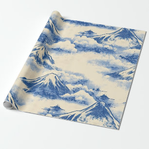 Träumerischer Himmelblauer Schneeberg-Szenenmuster Geschenkpapier