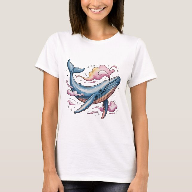 Träumerischer Himmelswal T-Shirt (Vorderseite)