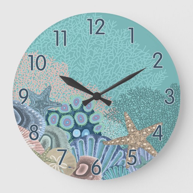 Träumerischer Ozean Große Wanduhr (Vorderseite)