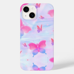 Träumerischer rosa und violetter Schmetterlingshin Case-Mate iPhone 14 Hülle