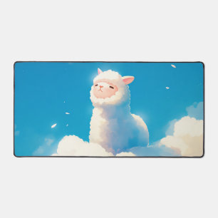 Träumerisches Alpaka auf Wolken Verspieltes Kawaii Schreibtischunterlage