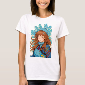 Träumerisches Anime-Mädchen mit roten Haaren Ahana T-Shirt