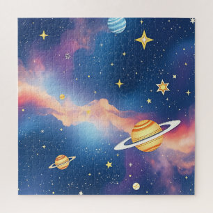 Träumerisches Galaxien-Planeten-Sterne-Muster