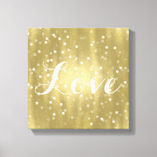 Träumerisches Gold und weiße Confetti Bokeh Lieb Leinwanddruck