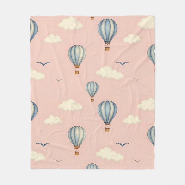 Träumerisches Heißluftballon-Himmel-Muster Fleecedecke (Vorderseite)