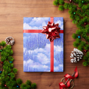 Träumerisches Himmelblau Lavendelfeld Wasserfarben Geschenkpapier