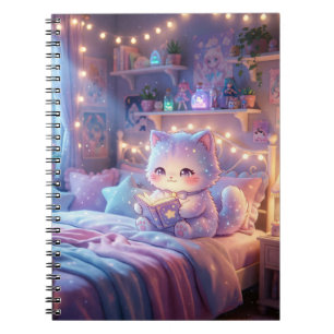 Träumerisches Kätzchen Kawaii Spiralnotizbuch Notizblock