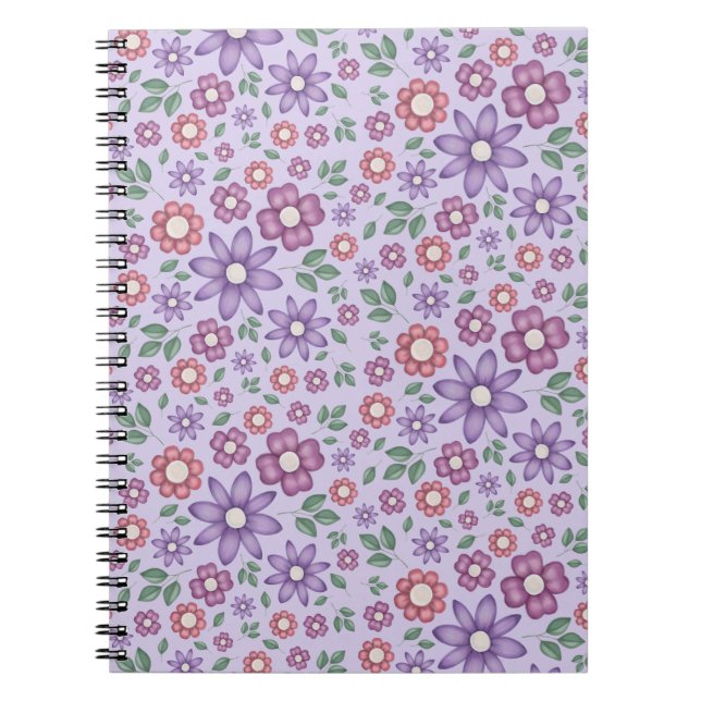 träumerisches Lavendel-Pastell-Blumenmuster Notizblock (Vorderseite)