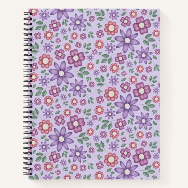 träumerisches Lavendel-Pastell-Blumenmuster Notizbuch (Vorderseite)