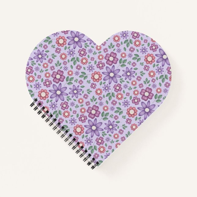 träumerisches Lavendel-Pastell-Blumenmuster Notizbuch (Vorderseite)