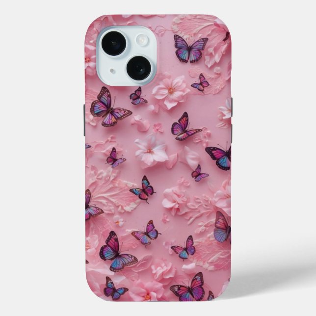 Träumerisches rosa Schmetterlingsmuster iPhone-Hül Case-Mate iPhone Hülle (Rückseite)