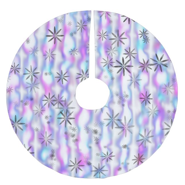 Träumerisches Sternenexplosions-Wellenmuster Polyester Weihnachtsbaumdecke (Vorderseite)