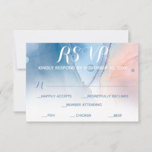 *~* Träumerisches Wasserfarben Blau Rosa Modern Tr RSVP Karte