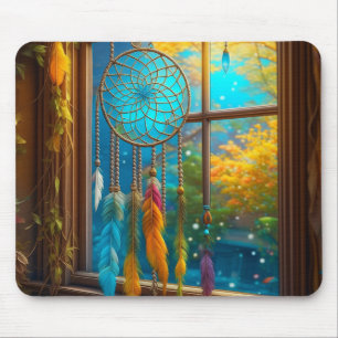 Traumfänger im Fenster Boho Mousepad