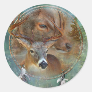 Traumfänger Reihe-Geist der Rotwild-Kunst Sticke Runder Aufkleber