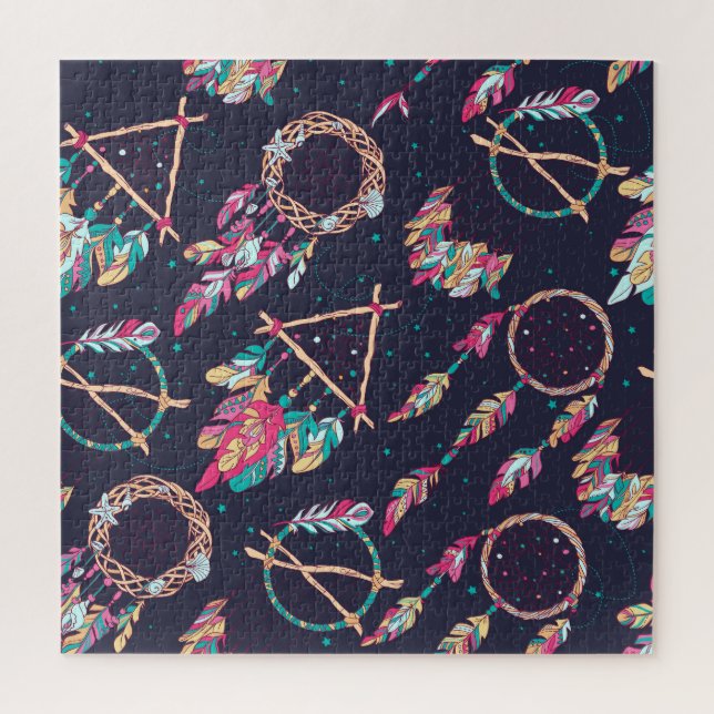 Traumfänger: Vintages, nahtloses Muster. (Vertikal)