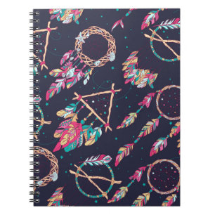 Traumfänger: Vintages, nahtloses Muster. Notizblock