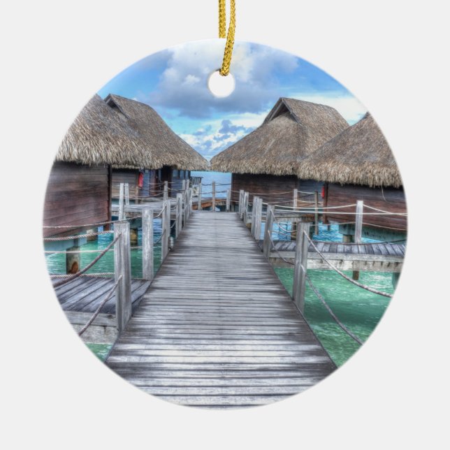 Traumferien Bora Bora Overwater Bungalowe Keramikornament (Vorne)