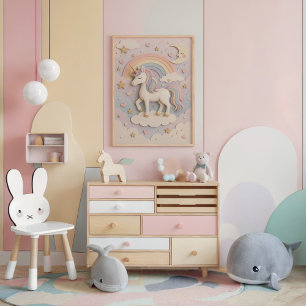 Traumhaft Einhorn in Pastel Wonderland Poster