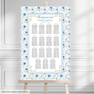 Traumhaft Pastell Blau Gold Wasserfarbe Sitzplan Poster