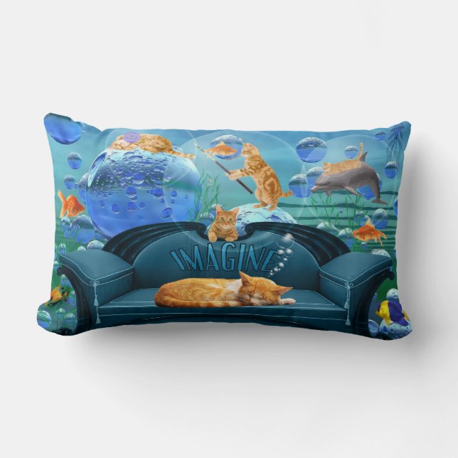 Traumhaft Tabby Cat Unterwasser Fantasie Lendenkissen (Vorderseite)