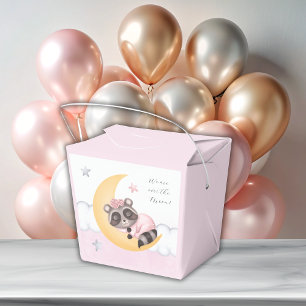 Traumhaft über der Mond Raccoon Girl Baby Dusche Geschenkschachtel