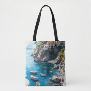 Traumhafte Amalfiküste: Wasserfarben-Maldesign Tasche