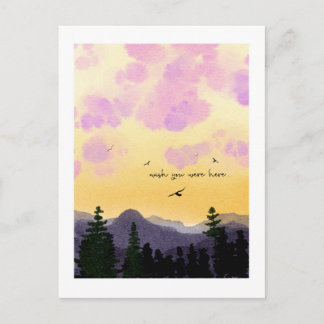 Traumhafte Aquarell-Postkarte "Wünschte, du wärst Postkarte