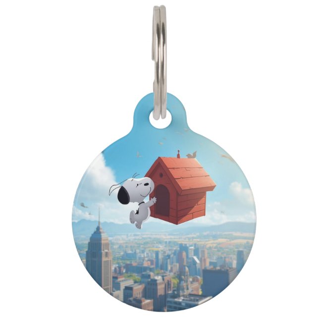 Traumhafte Beagle-Floating-City-Comic-Illustration Haustiermarke (Vorderseite)