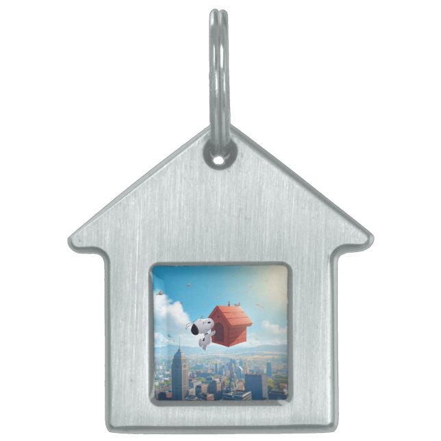 Traumhafte Beagle-Floating-City-Comic-Illustration Tiermarke (Vorderseite)