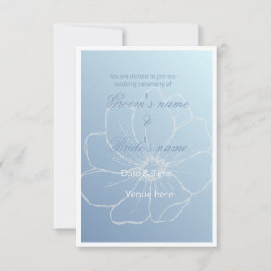 Traumhafte blaue Aquarell-Blumenhochzeits-Einladun Einladung
