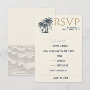 Traumhafte blaue Palmen - Speisen RSVP Karte