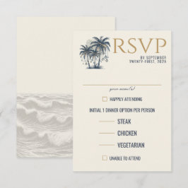 Traumhafte blaue Palmen - Speisen RSVP Karte