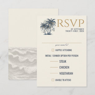 Traumhafte blaue Palmen - Speisen RSVP Karte