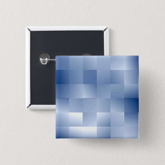 Traumhafte blaue Töne in einem quadratischen Muste Button (Vorne & Hinten)