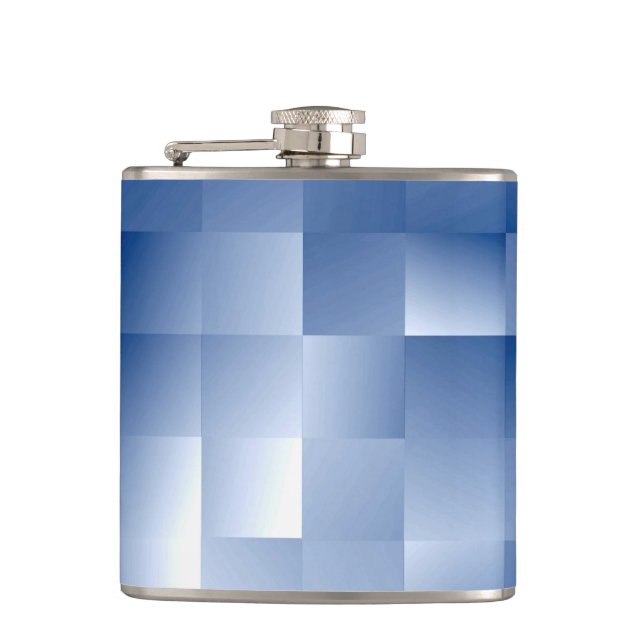 Traumhafte blaue Töne in einem quadratischen Muste Flachmann (Vorderseite)