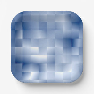 Traumhafte blaue Töne in einem quadratischen Muste Pappteller