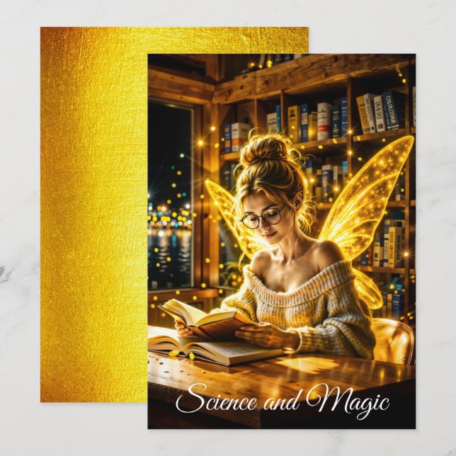 Traumhafte Feenbrille und Bücher Einladung (Vorne/Hinten)
