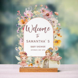 Traumhafte Feenland-Baby-Shower-Druck mit Holzbloc Acrylschild