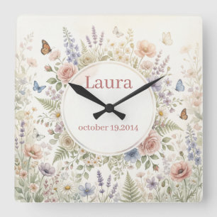 Traumhafte florale Wasserfarbe personalisierte Uhr