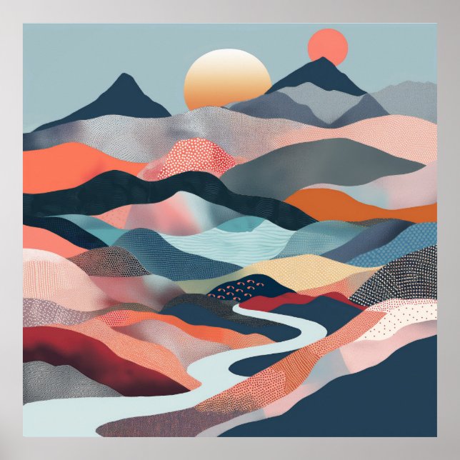 Traumhafte Flussfahrt durch eine abstrakte Welt Poster (Vorne)