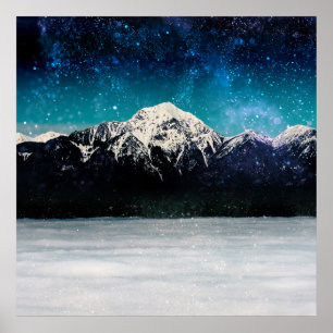 Traumhafte Galaxie Berg über den Wolken Poster