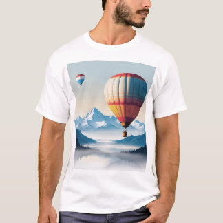 Traumhafte Höhen: Heißluftballon über den Bergen T-Shirt