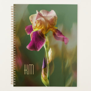 Traumhafte Iris-Blumen-Fotokunst mit Monogramm (Gr Planer